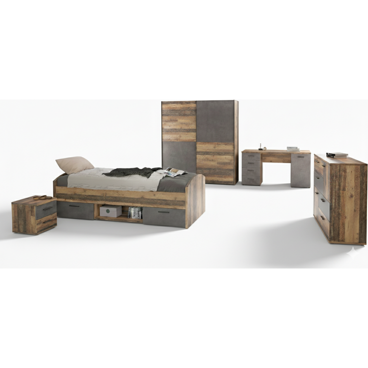 Forte Jugendzimmer WINNIE 5-tlg Komplettset Old Wood Vintage 170,3x61,5x190,5 cm