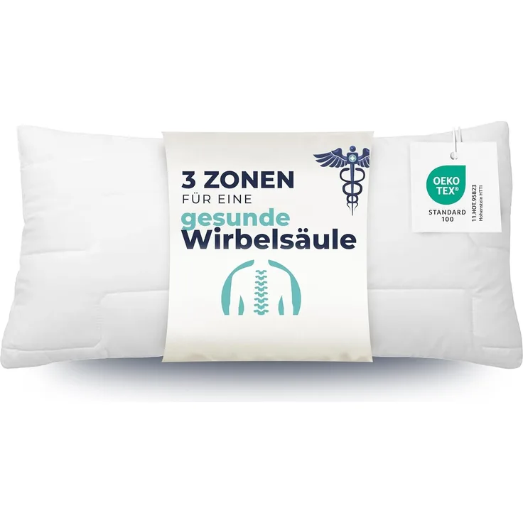 ZOLLNER Kopfkissen, Füllung: 100% Polyurethan-Luftzellenstäbchen, Rückenschläfer, Seitenschläfer, Bauchschläfer, 40 x 80 cm, 100% Polyester, vom Hotelwäschespezialisten