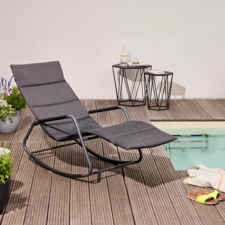 SIENA GARDEN 'Aliano' Schaukelliege mit Kissen, Black – Bild 2