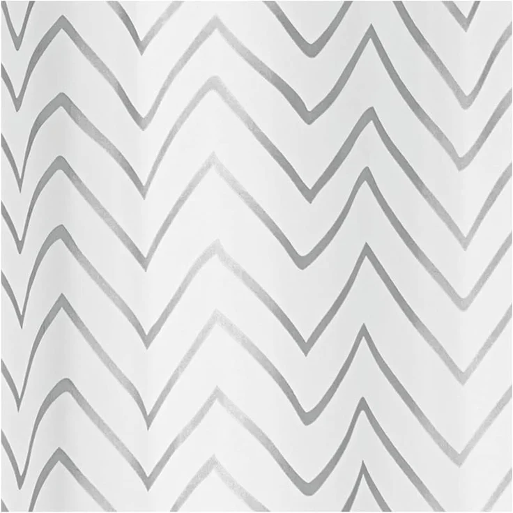 mDesign Duschvorhang Badewannenvorhang Zick-Zack Muster Polyester Weiß/Silber – Bild 4