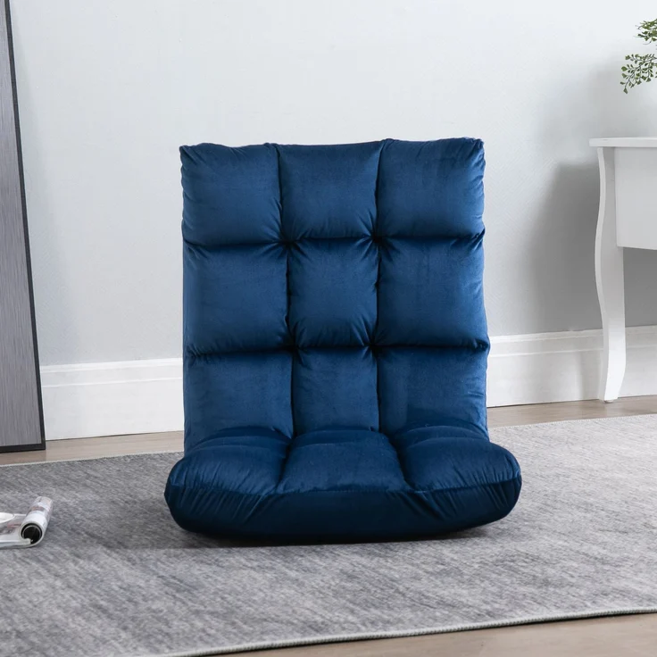 HOMCOM Klappstuhl, Metall, Samt(100% Polyester), Blau, 55L x 71B x 53,5H cm – Bild 8