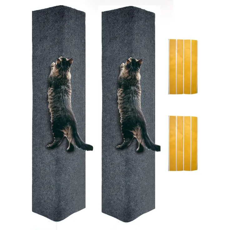 MIAOGE®[200x40 cm] Selbstklebend Kratzteppich Katze Wand,Kratzmatte Katze,Kratzbretter Katze Wand,Kratzbrett Katzen(Dunkelgrau, 2 Stück)