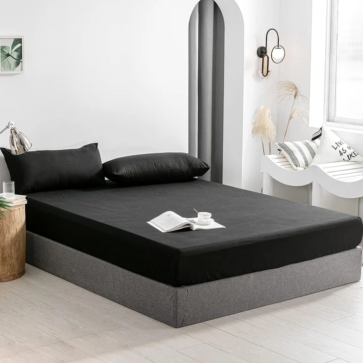 Good Nite Spannbettlaken 140x200 cm Schwarz Polyester Bettlaken 30cm Extra Tiefe Taschenlaken Spannbetttuch Weich und atmungsaktiv Maschinenwaschbar – Bild 6