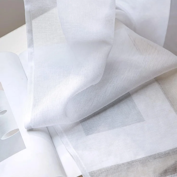 Woaboy 2er Set Voile-Vorhänge 140x225 cm Weiß mit Ösen Halbtransparent für Innenräume Schlafzimmer Wohnzimmer – Bild 5