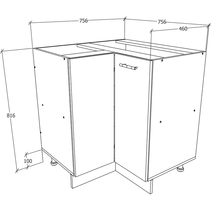 VCM Küchenmöbel Unterschrank Esilo 918687 Weiß / Anthrazit H. 82 x B. 76 x T. 76 cm – Bild 3