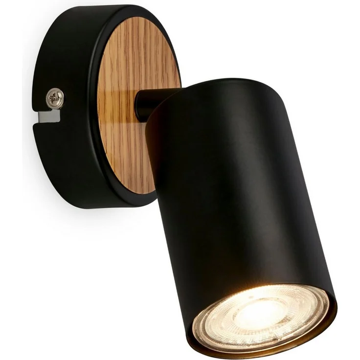 BRILONER - Wandleuchte innen schwenkbar, GU10 Fassung, max. 9 W, Leselampe, Wohnzimmerlampe, Lampe, Wandlampe, Küchenlampe, Flurlampe, Schlafzimmer, Wandbeleuchtung, 8x15,5 cm, Schwarz-Holz – Bild 2