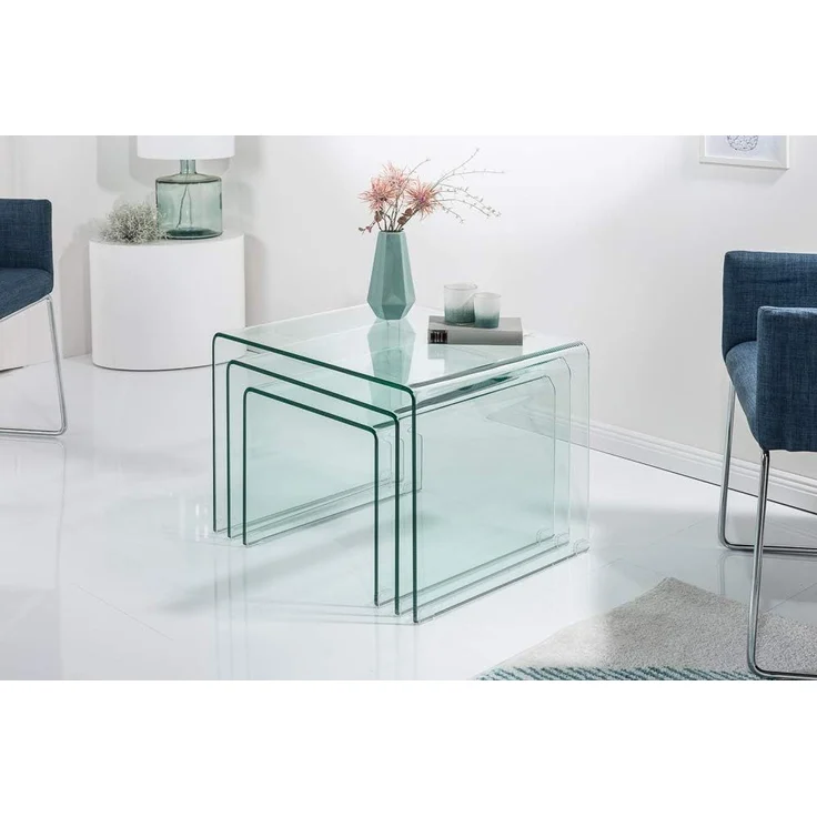 riess-ambiente Couchtisch FANTOME 60cm transparent (Set, 3-St), Wohnzimmer · Glas · eckig · Modern Design – Bild 4