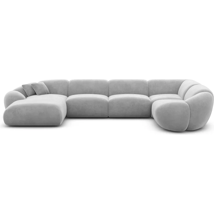 Polster Wohnlandschaft Solverde XL U-Form - Samtstoff - Hellgrau - Links – Bild 3