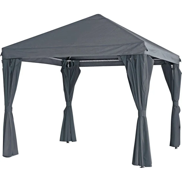 Lesli Living Pavillon "Yasumi" Grey, großzügiger Pavillon 300x300 cm mit pulverbeschichtetem Stahlgestänge und wasserabweisendem Dach