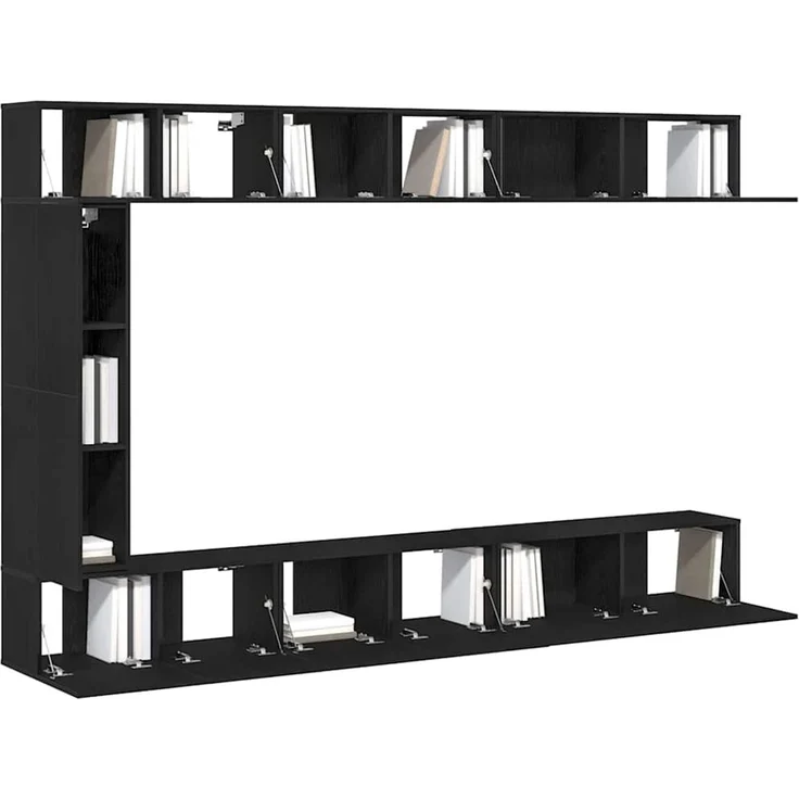 vidaXL TV-Schrankset 9 pcs Schwarz Eichen-Optik Holzwerkstoff 3333058 – Bild 3