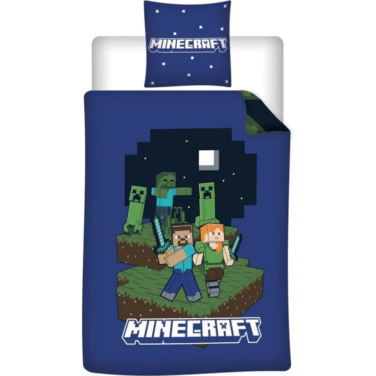 Minecraft Bettwäsche Set 140 × 200 cm mit Kissenbezug 65x65 cm