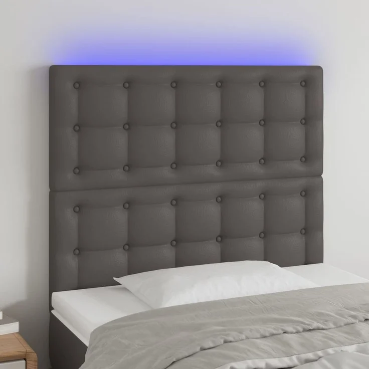 vidaXL LED Kopfteil Grau 90 x 5 x 118/128 cm Kunstleder 3122506 – Bild 1