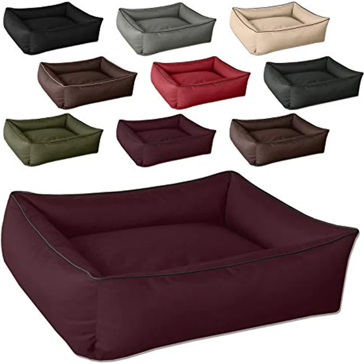 BedDog Hundebett MAX, großes Hundekörbchen aus Cordura, waschbares Hundebett mit Rand, Hundesofa vier-eckig (XXL) ca. 120x85x23cm, CHERRY (bordeaux) – Bild 4