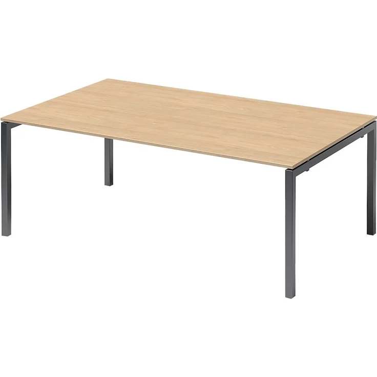 BISLEY Cito Chefarbeitsplatz/Konferenztisch, 740 mm höhenfixes U-Gestell, Metall, Mp334 Dekor Ahorn, Gestell Anthrazitgrau, 120 x 200 x 85 cm