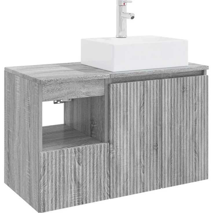 vidaXL Badezimmerschrank-Set 2 stk. Grau Sonoma 79,5 x 41 x 79,5 cm 3404060 – Bild 2