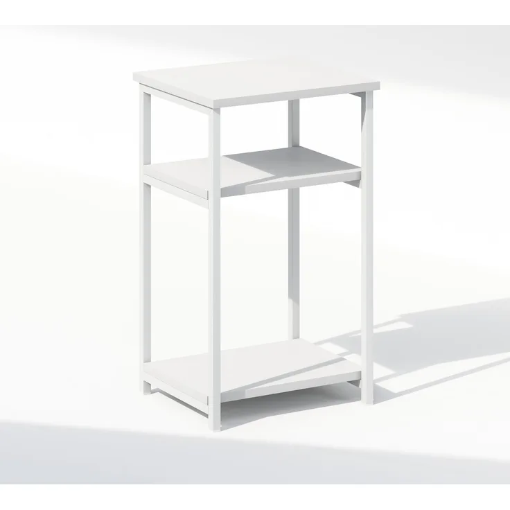Furinno Simplistic Industrieller Metallrahmen Nachttisch, Beistelltisch, 1-Pack, Weiß/Weiß