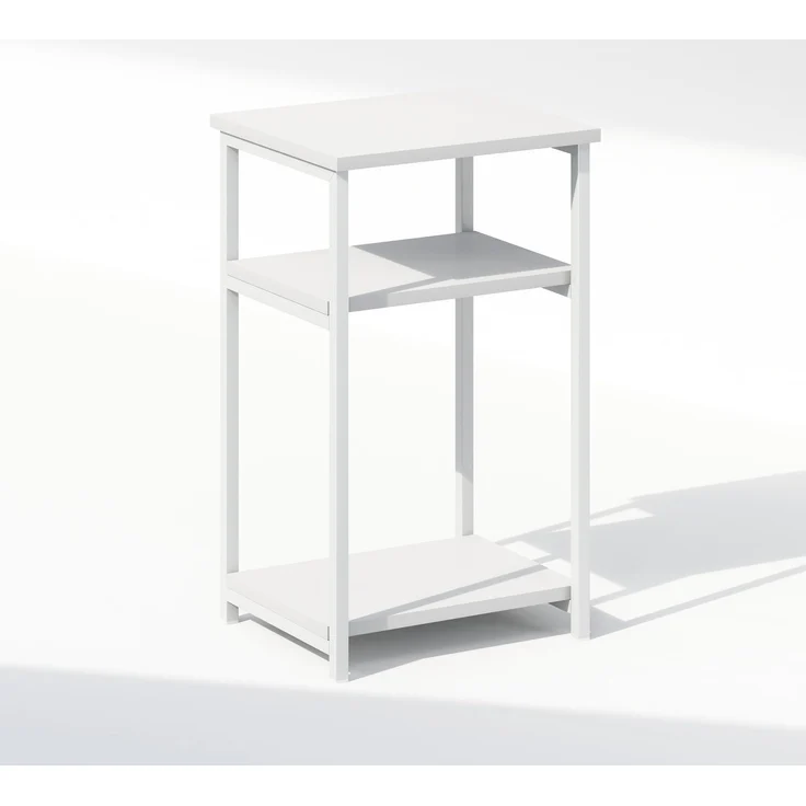 Furinno Simplistic Industrieller Metallrahmen Nachttisch, Beistelltisch, 1-Pack, Weiß/Weiß