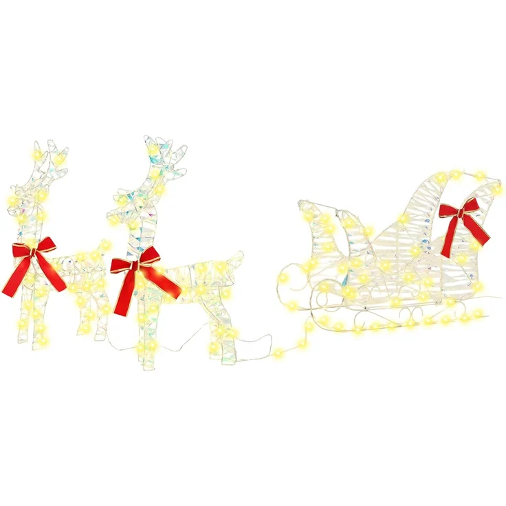 vidaXL 3D-Weihnachtsrentier mit Schlitten LOVIISA 3 stk. Warmes Weiß 42018970 – Bild 2