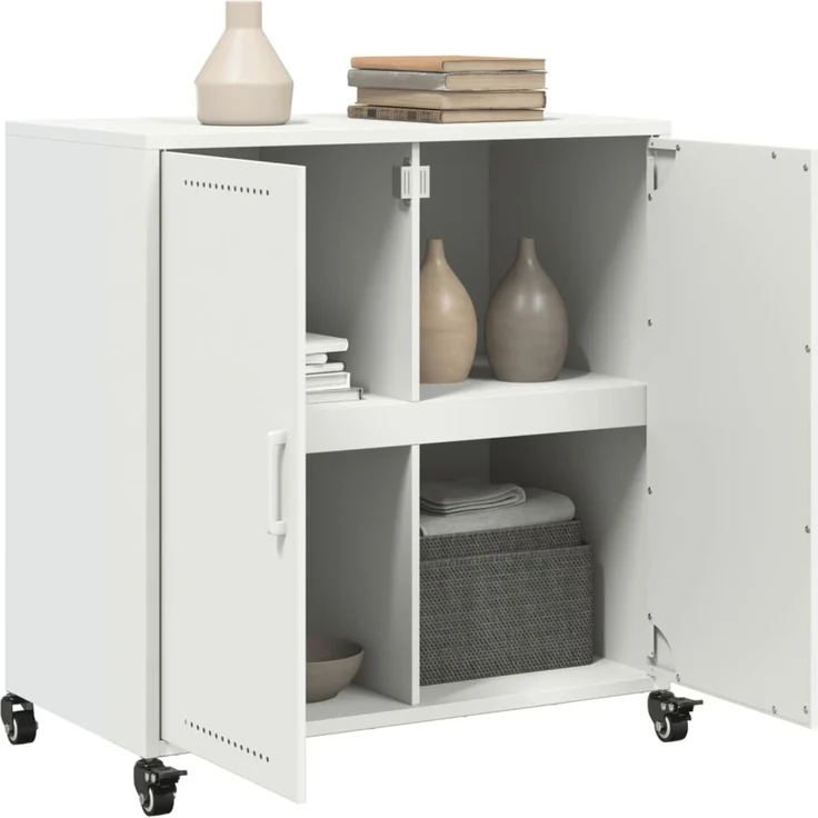 vidaXL Sideboard Weiß 68x39x72 cm Stahl 846661 – Bild 4