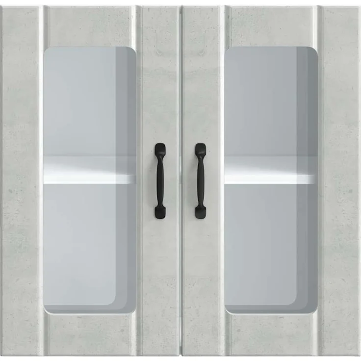 vidaXL Küchen-Hängeschrank mit Glastür Lucca Betongrau Holzwerkstoff 853911 – Bild 5