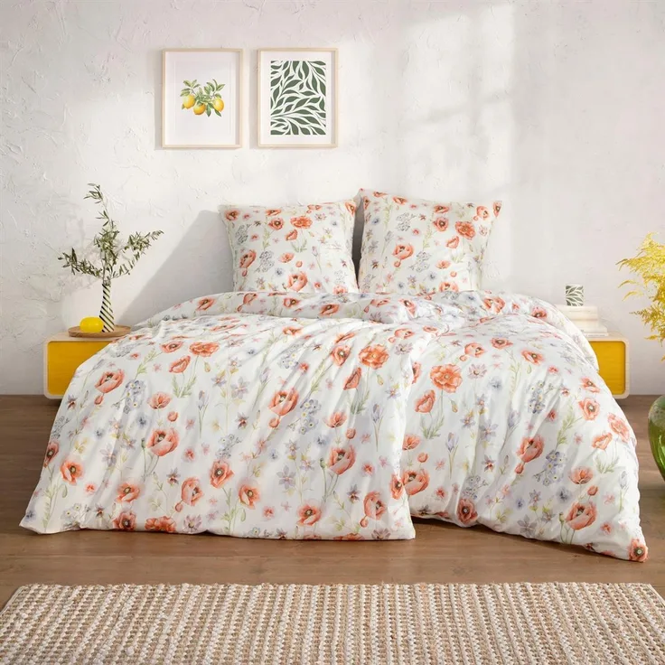 Estella Interlock Jersey Bettwäsche Elysia 6884-945 mohn Blume 135x200