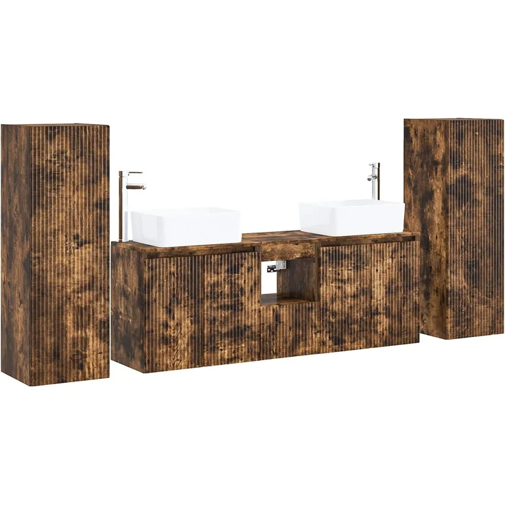 vidaXL Badezimmerschrank-Set 5 stk. Geräucherte Eiche 136 x 35 x 80 cm 3405998 – Bild 2