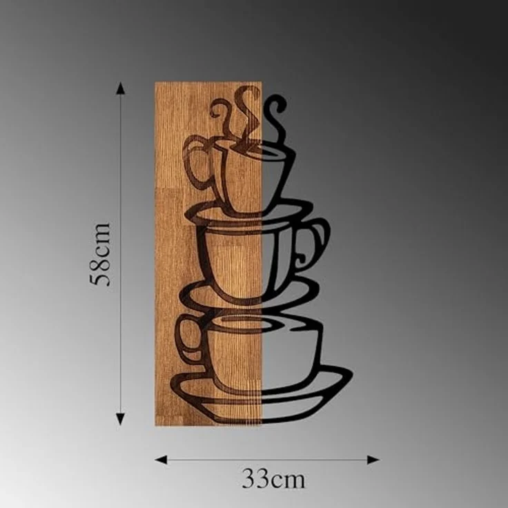 Wallity 'MA-296' Dekoratives Wandaccessoire aus Holz, Walnuss / Schwarz, 58 x 34 cm – Bild 6