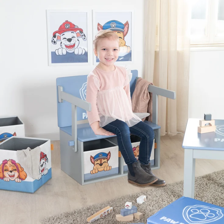 roba Sitzbank 'Paw Patrol' - HxBxT: 65,5 x 60 x 35 - mit 2 Aufbewahrungsboxen - Blau / Grau – Bild 6