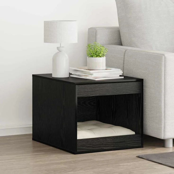 vidaXL Katzenstreu Box Umzäunung Schwarz Eichen-Optik 47 x 59 x 42 cm 886272 – Bild 1