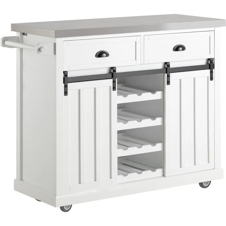 SoBuy FKW94-W Kücheninsel, MDF, Hochglanz, Weiß, 107 x 95 x 46 cm