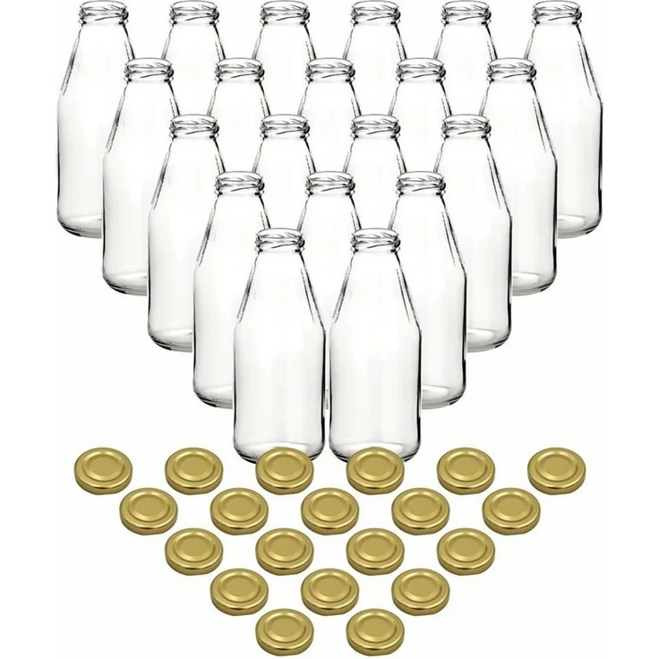 gouveo Trinkflasche Saftflaschen 500 ml mit Schraub-Deckel - Kleine Flasche 0,5 l, 20er Set, goldfarben – Bild 2