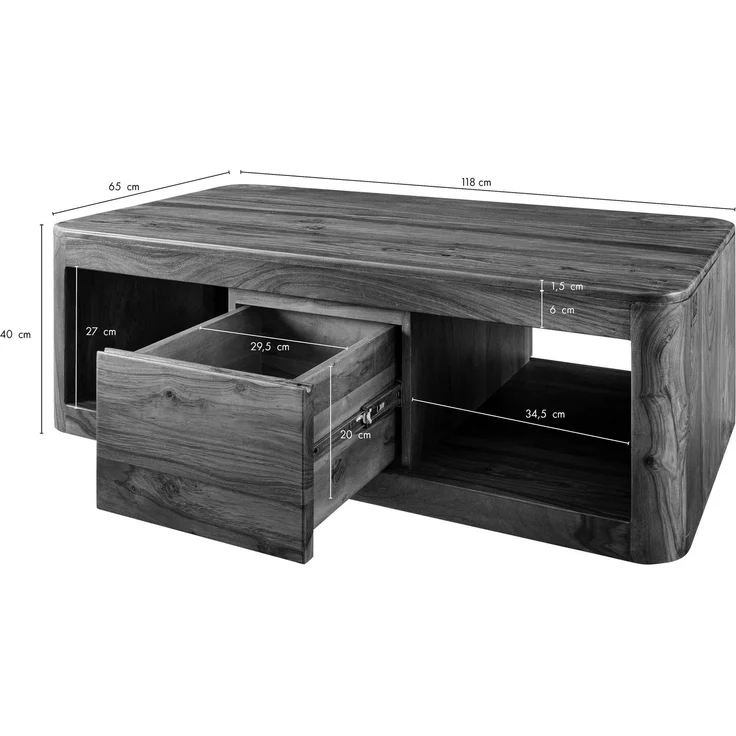 Couchtisch Sheesham 118x65x40 smoked cherry gebeizt TORONTO #152 – Bild 8