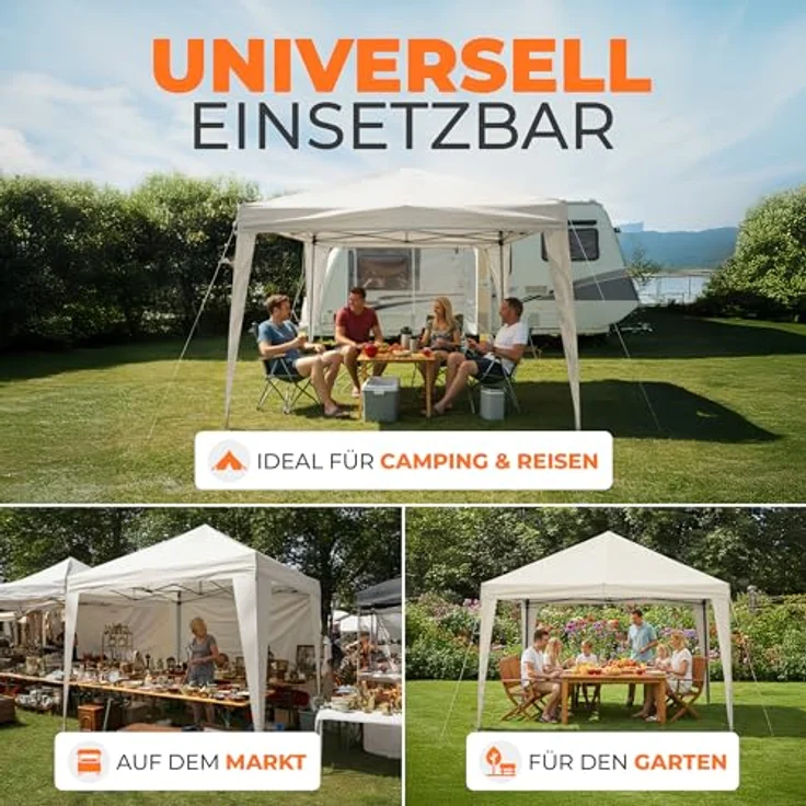 Faltpavillon 3x3 m - wasserdicht - mit 4 Seitenteilen, champagner – Bild 8