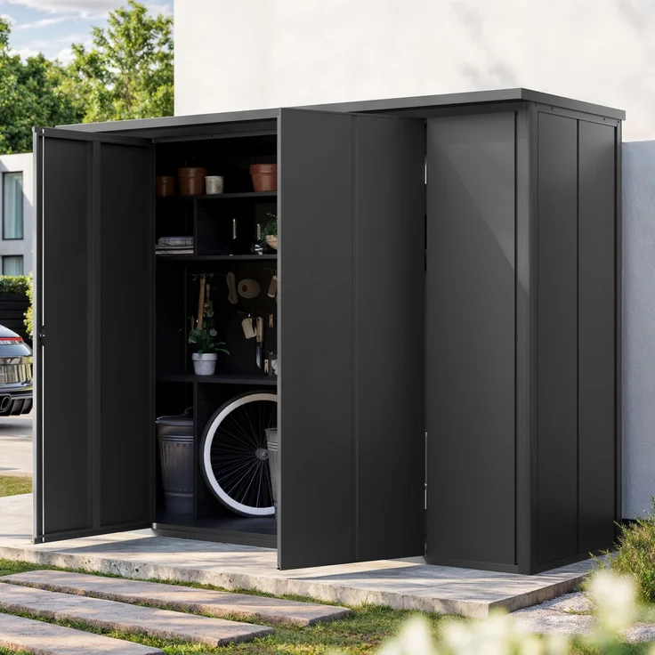 GFP Primeyard Geräteschrank Metall 228x84x181 cm Gartenschrank anthrazit inkl. Fußboden – Bild 2