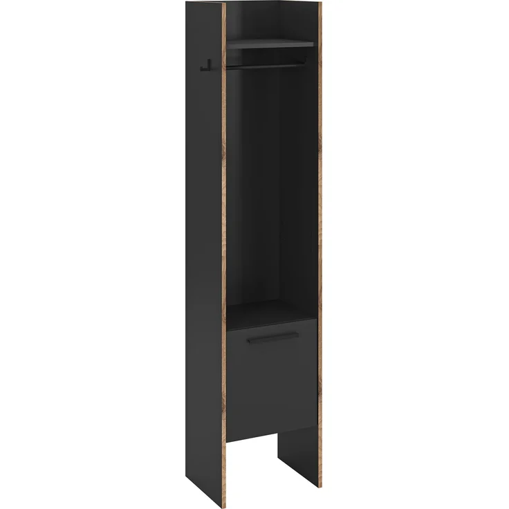 Garderobenschrank (B/H/T: 42x189x37 cm) in Basalt Melamin und Basalt Melamin