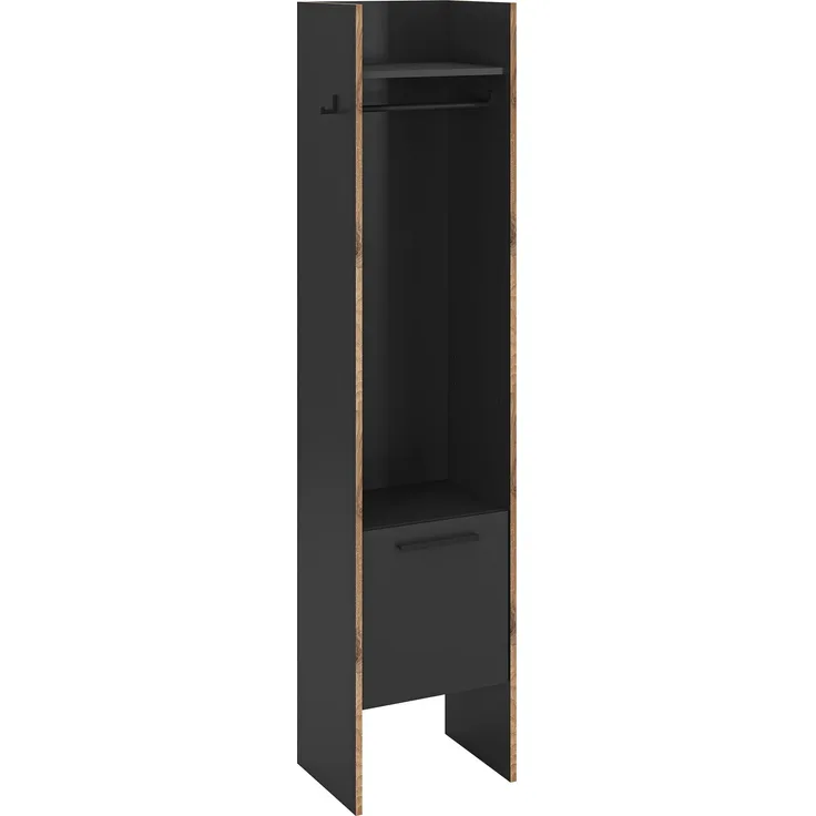 Garderobenschrank (B/H/T: 42x189x37 cm) in Basalt Melamin und Basalt Melamin