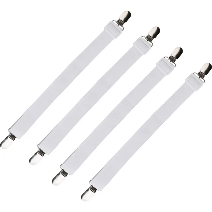 BAYLI Spannbettlaken Verstellbare Bettlakenspanner [4er Set], Betttuchspanner mit Metallcl