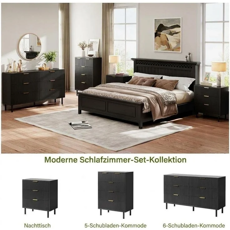 GarveeMore Kommode Kommode mit 3 Schubladen Sideboard Schubladenschrank 70x40x76cm – Bild 4