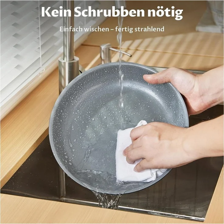 BEZIA Pfannen-Set Induktions Töpfe Set, Keramik Pfannenset mit abnehmbaren Griffen, Aluminium (17-tlg), natürliche Keramikbeschichtung, 30% Energieersparnis – Bild 3