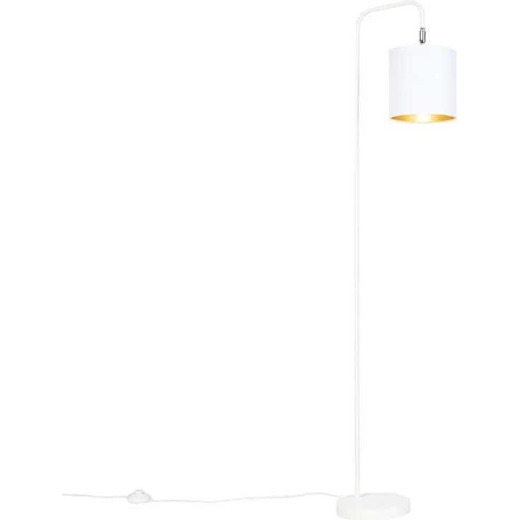 Qazqa Stehlampe Lofty, ohne Leuchtmittel, E27, Weiß, Modern, Textil, 1-flammig – Bild 1