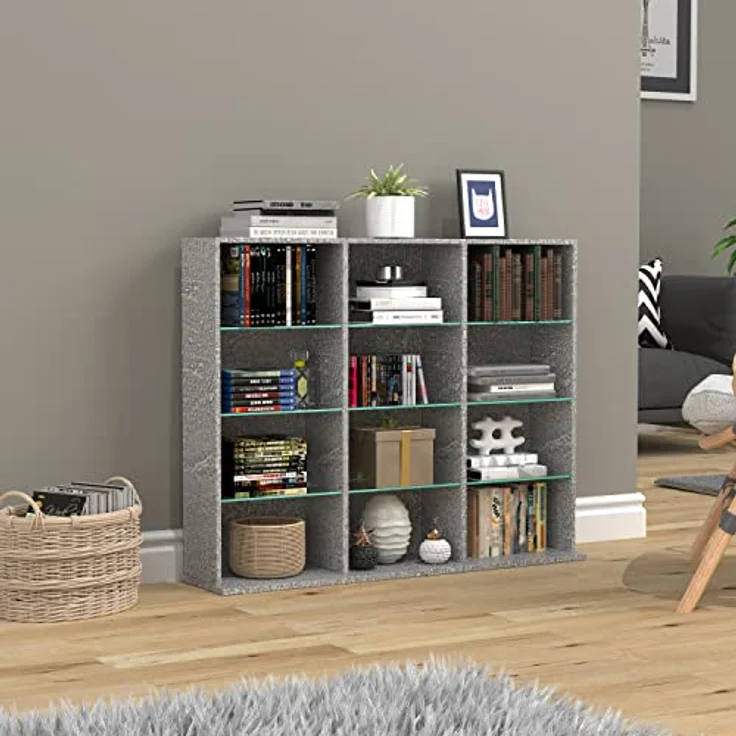 MID.YOU Regal Zilas, Grau, Holzwerkstoff in Betonoptik, 9 Fächer, 102x82x23 cm, stehend – Bild 2