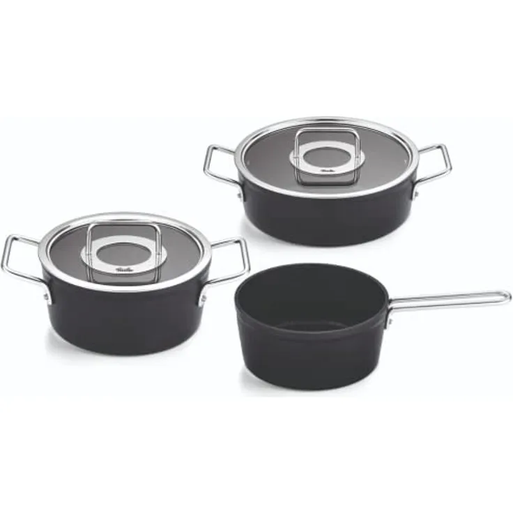 Fissler Topf-Set Adamant®, Aluminium (Set, 3-tlg, Kochtopf 20 + Bratentopf 24 + Stielkasserolle 18cm oD), Made in Germany