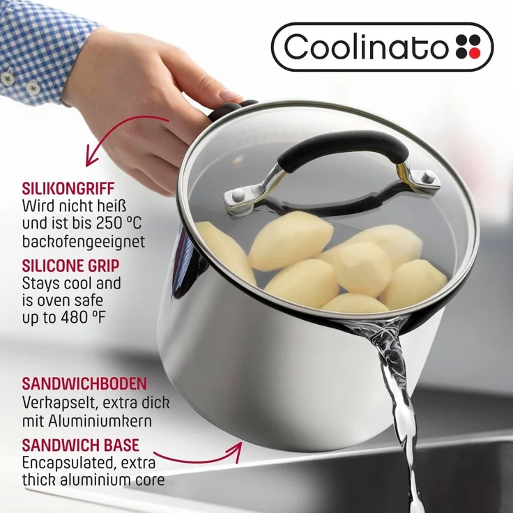 Coolinato Milchtopf Coolinato Universaltopf 16cm 2,4l aus Edelstahl - unbeschichtet – Bild 4