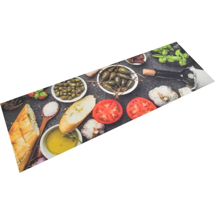 vidaXL Küchenteppich Waschbar Wein & Essen 60x180 cm Samt 136553 – Bild 1