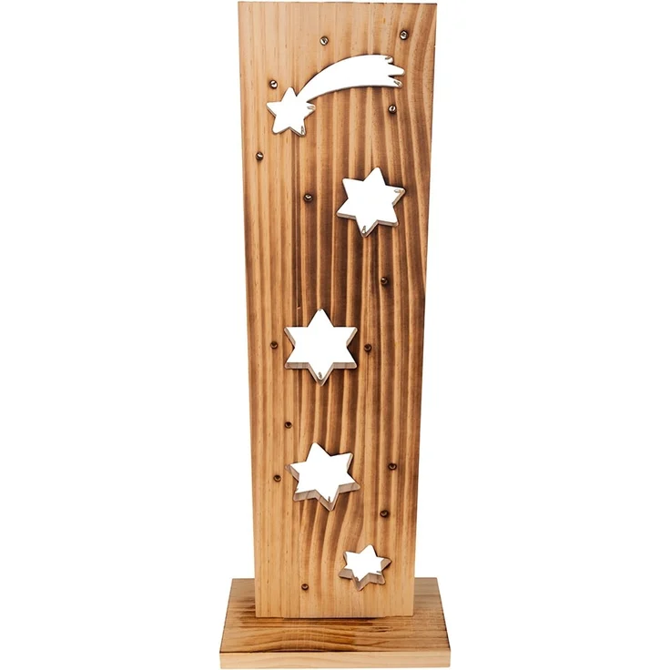 LED Weihnachtsdeko, Sternenmuster, Holz Kiefer, H 60 cm – Bild 10