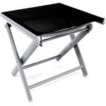 Mojawo Garten Klapphocker / Fußhocker, Metall silbergrau / Textilen schwarz, 48 x 43 x 40 cm