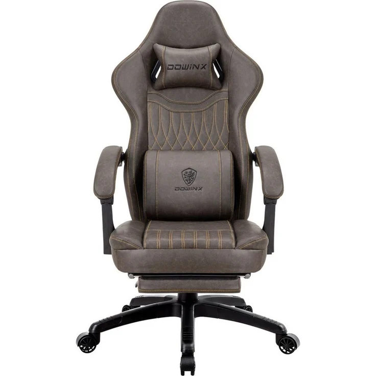 Dowinx Gaming-Stuhl mit Frühling Kissen,Racing Gamer Stuhl mit Massage Lendenwirbelstütze (Packung), Ergonomischer Gaming Sessel mit Fußstütze Bürostuhl PU Leder – Bild 1