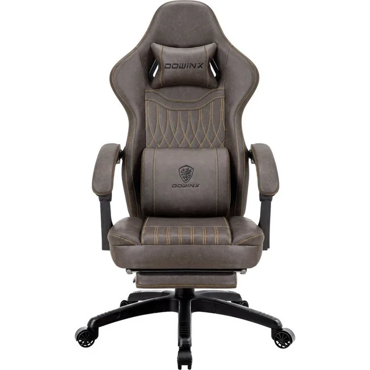Dowinx Gaming-Stuhl mit Frühling Kissen,Racing Gamer Stuhl mit Massage Lendenwirbelstütze (Packung), Ergonomischer Gaming Sessel mit Fußstütze Bürostuhl PU Leder
