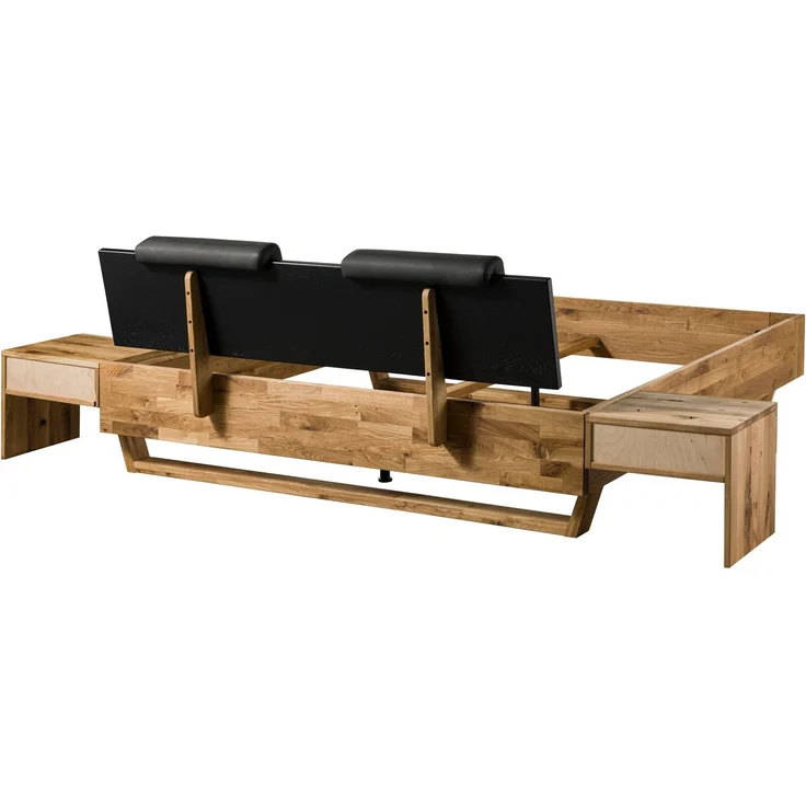 Bett inkl. Nachttische und Kopfteilkissen anthrazit Wildeiche 200x200x86 natur geölt/lackiert KITZBÜHEL #171 – Bild 10