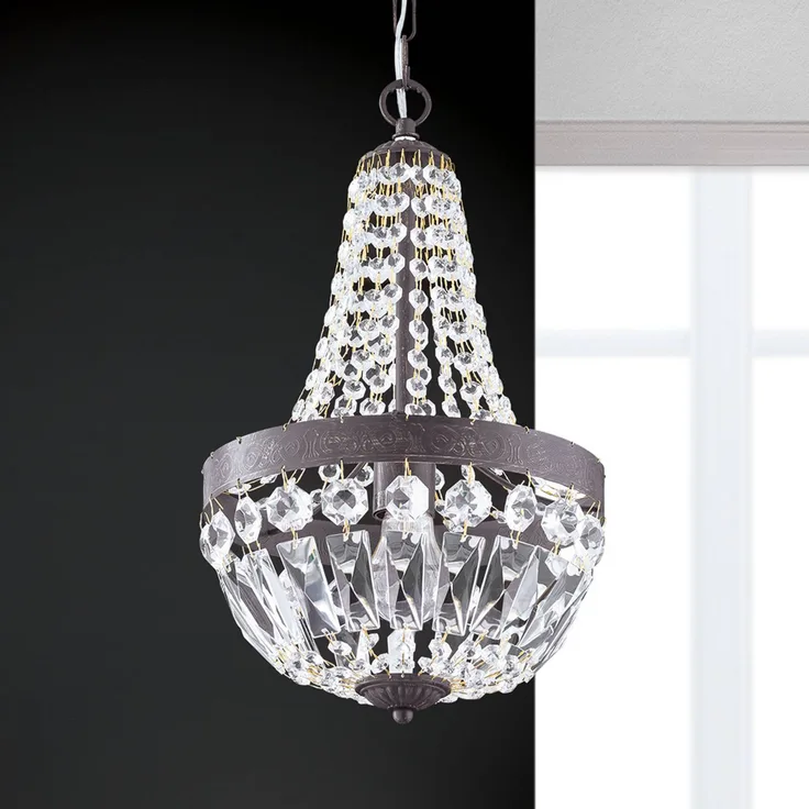 Orion Hängeleuchte Arila, Kristallketten, Ø 25 cm, Antik-Finish, elegantes Design